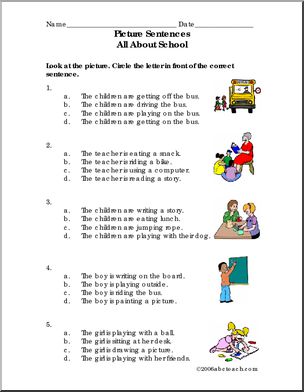 Picture Sentences – School (primary) Worksheet