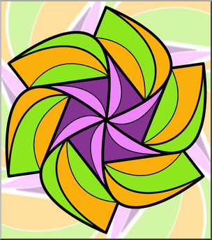 Clip Art: Pinwheel: 6 Blades 4 Color 1