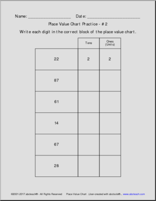 Place Value Practice Pack