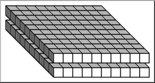 Clip Art: Place Value Blocks B&W 0200 Horizontal