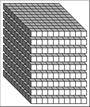 Place Value Blocks B&W 0900 Horizontal Clip Art