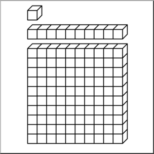 Clip Art: Place Value Blocks 1 B&W