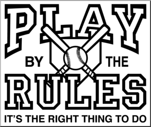 Clip Art: Play by the Rules Baseball B&W