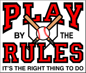 Clip Art: Play by the Rules Baseball Color