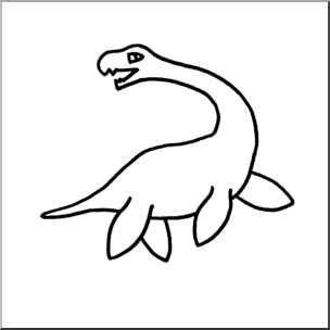Clip Art: Cute Dinos Plesiosaurus B&W