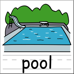 Clip Art: Basic Words: Pool Color Labeled