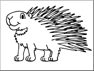 Clip Art: Cartoon Porcupine B&W – Abcteach