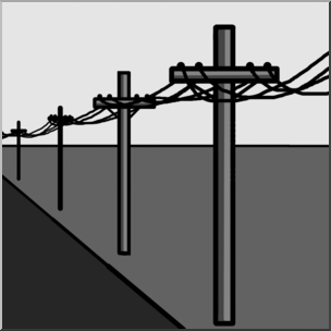 Clip Art: Electricity: Power Lines Grayscale