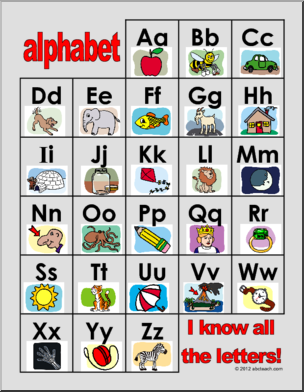 Chart: Alphabet Aa-Zz with Pictures  (primary)