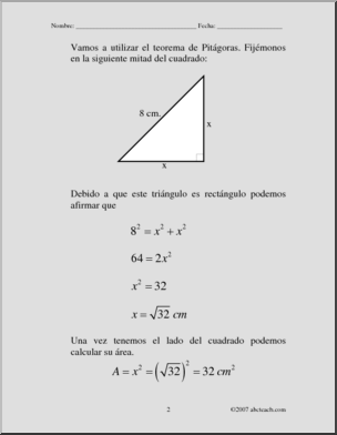 Spanish: MatemÂ·ticas – Problemas con el teorema de PitÂ·goras (secundaria)