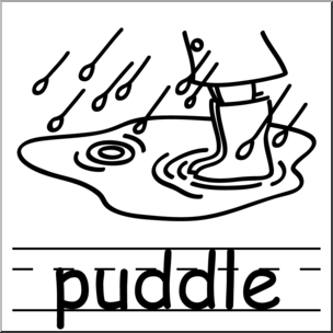 Clip Art: Basic Words: Puddle B&W Labeled – Abcteach