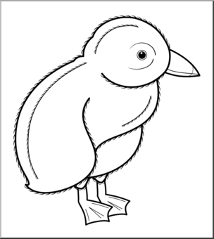 Clip Art: Baby Animals: Penguin Chick (coloring page) – Abcteach