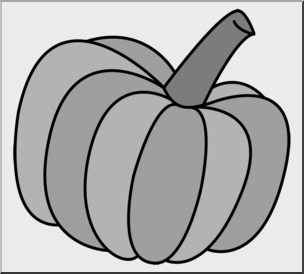 Clip Art: Pumpkin 3 Grayscale