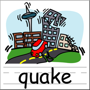 Clip Art: Basic Words: Quake Color Labeled