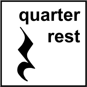Clip Art: Music Notation: Quarter Rest B&W Labeled