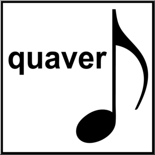 Clip Art: British Music Notation: Quaver B&W Labeled