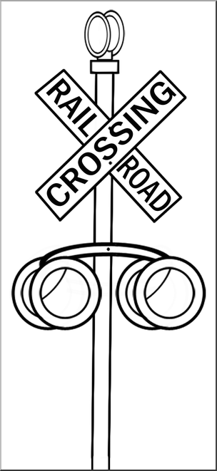 Clip Art: Railroad Crossing Sign B&W – Abcteach