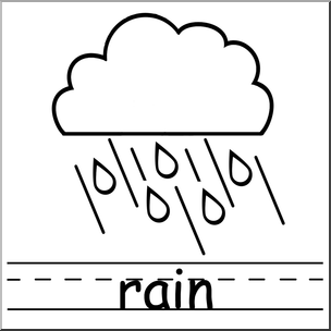 Clip Art: Weather Icons: Rain B&W Labeled – Abcteach