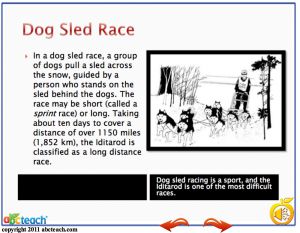 Interactive: Flipchart: Reading Comprehension (with audio): The Iditarod (Dog Sled Race) (elem/middle)
