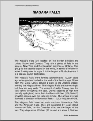 Comprehension: World Landmark – Niagara Falls (elem)