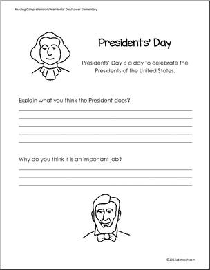 Reading Comprehension: Presidents’ Day (elem)