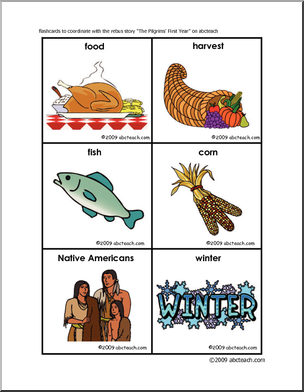 The Pilgrims’ First Year (color)- flashcards Rebus