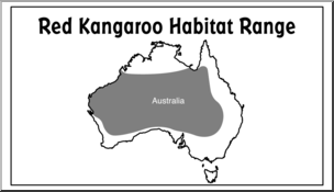 Clip Art: Habitat Map: Red Kangaroo Grayscale