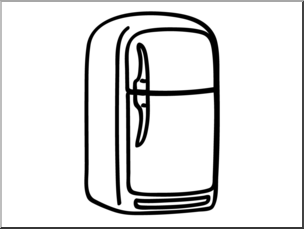 Clip Art: Basic Words: Refrigerator B&W Unlabeled