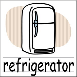 Clip Art: Basic Words: Refrigerator Color Labeled