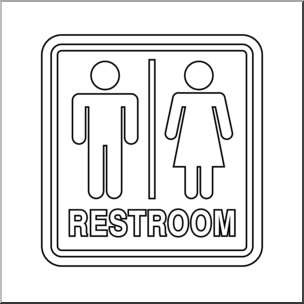 Clip Art: Signs: Restroom: Unisex B&W