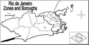 Clip Art: Rio Zones & Boroughs Map – Blank (B&W)