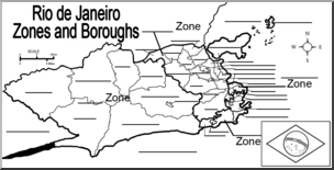 Clip Art: Rio Zones & Boroughs Map – Unlabeled (B&W)