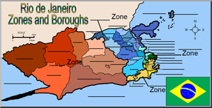 Clip Art: Rio Zones & Boroughs Map – Unlabeled (Color)