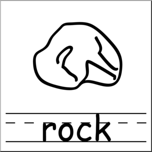 Clip Art: Basic Words: Rock B&W Labeled