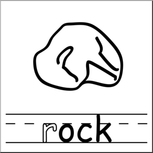 Clip Art: Basic Words: -ock Phonics: Rock B&W