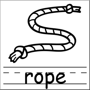 Clip Art: Basic Words: Rope B&W Labeled – Abcteach