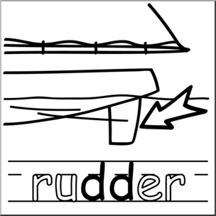 Clip Art: Basic Words: Double Consonants DD: Rudder B&W