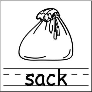 Clip Art: Basic Words: Sack B&W Labeled – Abcteach