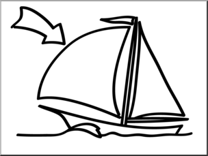 Clip Art: Basic Words: Sail B&W Unlabeled