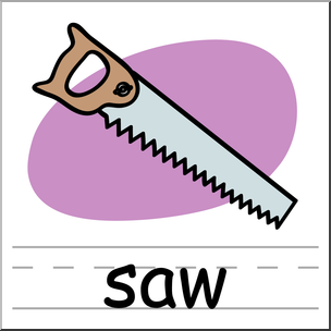 Clip Art: Basic Words: Saw Color Labeled