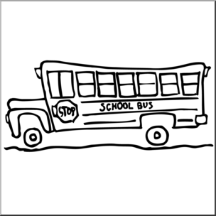 Clip Art: School Bus 2 B&W