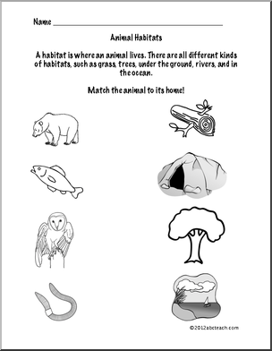 Science: Animal Habitats Page (Grade 1)