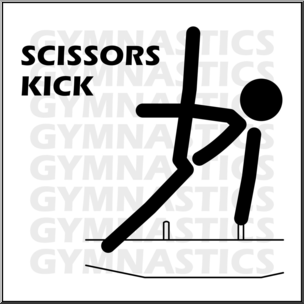 Clip Art: Gymnastics: Scissors Kick B&W