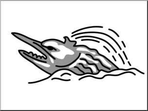 Clip Art: Map Elements: Sea Monster 1 Grayscale