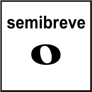 Clip Art: British Music Notation: Semibreve B&W Labeled