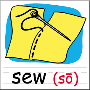 Clip Art: Basic Words: Sew Color Labeled