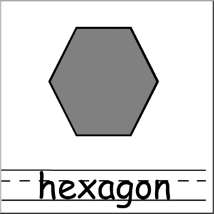Clip Art: Shapes: Hexagon Grayscale Labeled