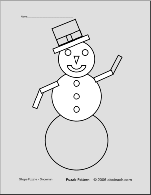 Shape Puzzle: Snowman (b/w)