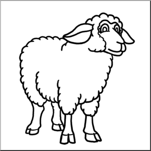 Clip Art: Cartoon Sheep: Ewe B&w – Abcteach