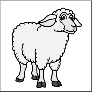 Clip Art: Cartoon Sheep: Ewe Grayscale – Abcteach